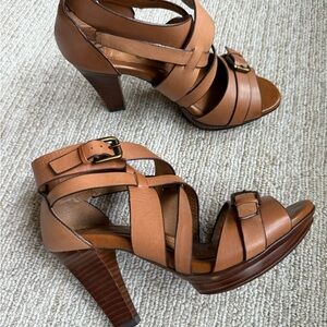 Sofft Brown Strappy Heels with Buckle